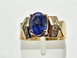 0944 Vintage 14ct Gold Tanzanite & Diamonds