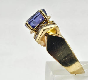 0944 Vintage 14ct Gold Tanzanite & Diamonds