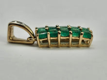 Load image into Gallery viewer, 0203: Vintage: 9ct Gold 10 Emeralds Diamond Geometric Set Pendant- lovely
