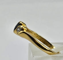 Load image into Gallery viewer, 0760: Vintage: 18ct Gold Art Deco Blue Sapphire Diamonds 3 Stone Ring- old is beautiful
