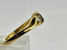 Load image into Gallery viewer, 0760: Vintage: 18ct Gold Art Deco Blue Sapphire Diamonds 3 Stone Ring- old is beautiful
