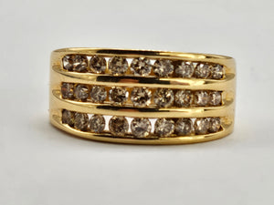 0844: Vintage 18ct Gold Champagne Diamonds Statement Ring -1ct of sparkling natural diamonds