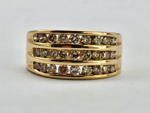 0844: Vintage 18ct Gold Champagne Diamonds Statement Ring -1ct of sparkling natural diamonds