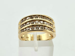 0844: Vintage 18ct Gold Champagne Diamonds Statement Ring -1ct of sparkling natural diamonds