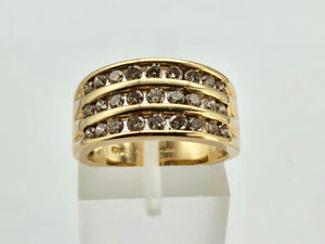 0844: Vintage 18ct Gold Champagne Diamonds Statement Ring -1ct of sparkling natural diamonds