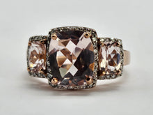 Load image into Gallery viewer, 0856: Vintage: 9ct Rose Gold Pink Morganites 52 Diamonds Cocktail Ring- exquisite
