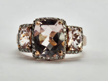 Load image into Gallery viewer, 0856: Vintage: 9ct Rose Gold Pink Morganites 52 Diamonds Cocktail Ring- exquisite
