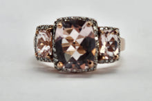 Load image into Gallery viewer, 0856: Vintage: 9ct Rose Gold Pink Morganites 52 Diamonds Cocktail Ring- exquisite
