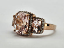 Load image into Gallery viewer, 0856: Vintage: 9ct Rose Gold Pink Morganites 52 Diamonds Cocktail Ring- exquisite
