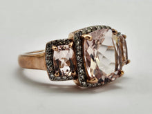 Load image into Gallery viewer, 0856: Vintage: 9ct Rose Gold Pink Morganites 52 Diamonds Cocktail Ring- exquisite
