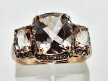 Load image into Gallery viewer, 0856: Vintage: 9ct Rose Gold Pink Morganites 52 Diamonds Cocktail Ring- exquisite
