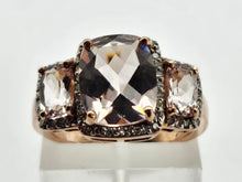 Load image into Gallery viewer, 0856: Vintage: 9ct Rose Gold Pink Morganites 52 Diamonds Cocktail Ring- exquisite
