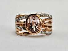 Load image into Gallery viewer, 0884: Vintage: 9ct Rose Gold Large Pink Morganite Diamonds Cocktail Ring- Wow
