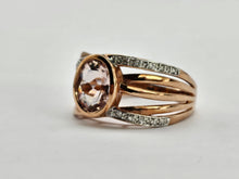 Load image into Gallery viewer, 0884: Vintage: 9ct Rose Gold Large Pink Morganite Diamonds Cocktail Ring- Wow
