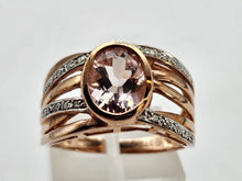 Load image into Gallery viewer, 0884: Vintage: 9ct Rose Gold Large Pink Morganite Diamonds Cocktail Ring- Wow
