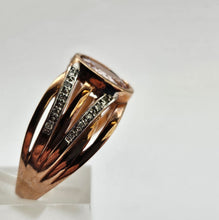 Load image into Gallery viewer, 0884: Vintage: 9ct Rose Gold Large Pink Morganite Diamonds Cocktail Ring- Wow
