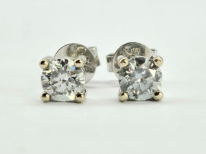 0918: Vintage: 18ct White Gold Brilliant Cut Diamonds (0.6ct) Stud Earrings