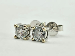 0918: Vintage: 18ct White Gold Brilliant Cut Diamonds (0.6ct) Stud Earrings