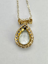 Load image into Gallery viewer, 0565: Vintage: 9ct Gold Necklace, Green &amp; Purple Amethyst Diamond Bow Pendant- lovely
