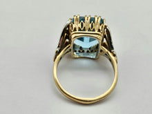 Load image into Gallery viewer, 0823: Vintage; Statement 9ct Gold Swiss Blue Topaz Diamonds Cocktail Ring
