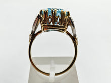 Load image into Gallery viewer, 0823: Vintage; Statement 9ct Gold Swiss Blue Topaz Diamonds Cocktail Ring
