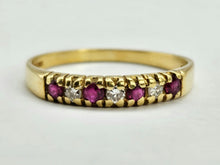 Load image into Gallery viewer, 0837: Vintage: 18ct Gold Rubies Diamonds Half-Eternity/Stacker Ring- Date-Mark 1985
