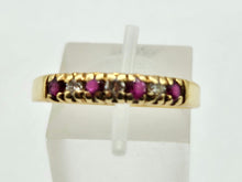 Load image into Gallery viewer, 0837: Vintage: 18ct Gold Rubies Diamonds Half-Eternity/Stacker Ring- Date-Mark 1985
