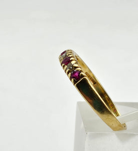 0837: Vintage: 18ct Gold Rubies Diamonds Half-Eternity/Stacker Ring- Date-Mark 1985