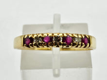 Load image into Gallery viewer, 0837: Vintage: 18ct Gold Rubies Diamonds Half-Eternity/Stacker Ring- Date-Mark 1985
