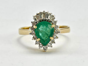 0911: Vintage: Exceptional 18ct Gold Emerald (1.25ct) Diamonds (0.56ct) Ring- Lush