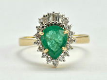 Load image into Gallery viewer, 0911: Vintage: Exceptional 18ct Gold Emerald (1.25ct) Diamonds (0.56ct) Ring- Lush
