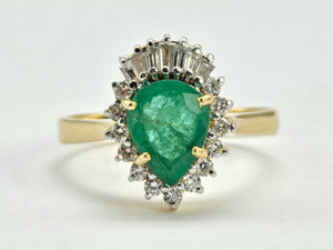 0911: Vintage: Exceptional 18ct Gold Emerald (1.25ct) Diamonds (0.56ct) Ring- Lush