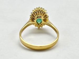 0911: Vintage: Exceptional 18ct Gold Emerald (1.25ct) Diamonds (0.56ct) Ring- Lush