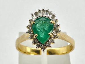 0911: Vintage: Exceptional 18ct Gold Emerald (1.25ct) Diamonds (0.56ct) Ring- Lush