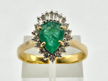 Load image into Gallery viewer, 0911: Vintage: Exceptional 18ct Gold Emerald (1.25ct) Diamonds (0.56ct) Ring- Lush
