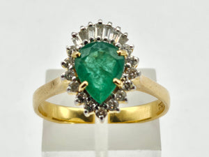 0911: Vintage: Exceptional 18ct Gold Emerald (1.25ct) Diamonds (0.56ct) Ring- Lush