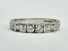 Load image into Gallery viewer, 0925: Vintage&#39; 18ct White Gold Baguette, Straight &amp; Round Cut Diamonds (0.84ct) Stacker Ring- total quality&nbsp;
