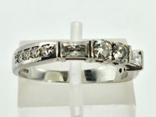 Load image into Gallery viewer, 0925: Vintage&#39; 18ct White Gold Baguette, Straight &amp; Round Cut Diamonds (0.84ct) Stacker Ring- total quality&nbsp;
