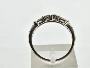 0925: Vintage' 18ct White Gold Baguette, Straight & Round Cut Diamonds (0.84ct) Stacker Ring- total quality&nbsp;