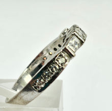 Load image into Gallery viewer, 0925: Vintage&#39; 18ct White Gold Baguette, Straight &amp; Round Cut Diamonds (0.84ct) Stacker Ring- total quality&nbsp;
