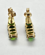 Load image into Gallery viewer, 0928: Vintage: Remarkable 9ct Gold Green Diopsides Diamonds Drop Stud Earrings-
