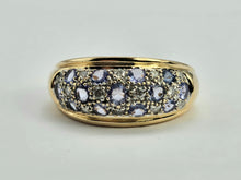 Load image into Gallery viewer, 0573: Vintage; 14ct Gold 13 Tanzanite 14 Diamonds Cocktail Ring- very fine example
