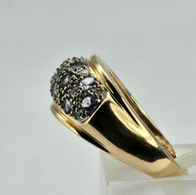 Load image into Gallery viewer, 0573: Vintage; 14ct Gold 13 Tanzanite 14 Diamonds Cocktail Ring- very fine example
