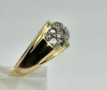 Load image into Gallery viewer, 0573: Vintage; 14ct Gold 13 Tanzanite 14 Diamonds Cocktail Ring- very fine example
