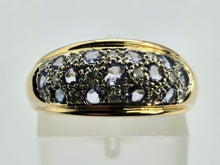 Load image into Gallery viewer, 0573: Vintage; 14ct Gold 13 Tanzanite 14 Diamonds Cocktail Ring- very fine example
