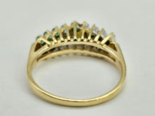 Load image into Gallery viewer, 0945: Vintage;14ct Gold 10 Emeralds 8 Diamonds Half-Eternity/Stacker Ring
