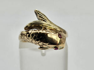 0731: Vintage: 60 years Old 9ct Gold Snake Ring- Date-Mark 1965- remarkable condition