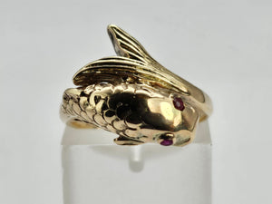 0731: Vintage: 60 years Old 9ct Gold Snake Ring- Date-Mark 1965- remarkable condition