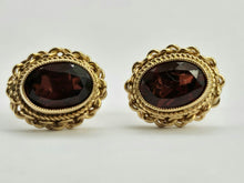 Load image into Gallery viewer, 0783: Vintage: 9ct Gold Rich Red Garnets Stud Earrings- nice weight, mature hues.
