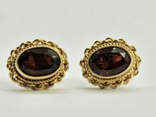 Load image into Gallery viewer, 0783: Vintage: 9ct Gold Rich Red Garnets Stud Earrings- nice weight, mature hues.
